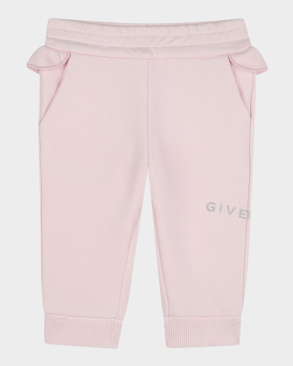 Girl's Rhinestone Logo-Print Joggers, Size 12M-